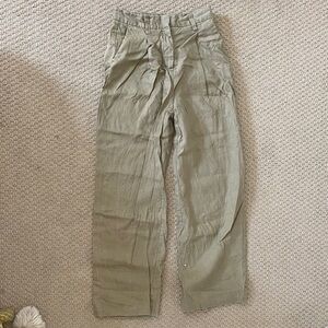 OAK + FORT Khaki Linen Trousers